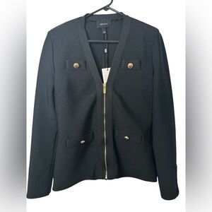 Karen Millen Black Military Knit Blazer with Gold Buttons NWT